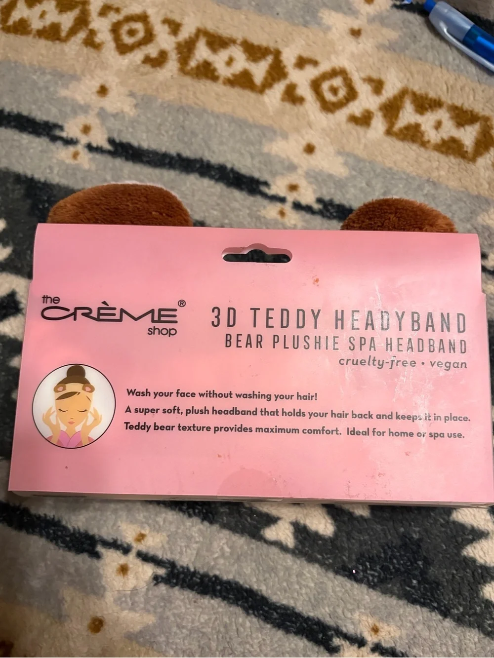 Crème Shop NIP Plush Bear Headband Hair Accessory - Brown with Pink Ears